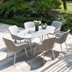 Maze - Outdoor Zest 6 Seat Oval Dining Set  - Lead Chine