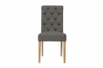 The Chair Collection Fabric Button Back Chair with Scroll - Dark Grey (Pair)