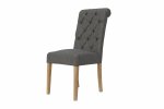 The Chair Collection Fabric Button Back Chair with Scroll - Dark Grey (Pair)