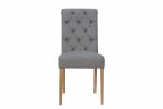 The Chair Collection Fabric Button Back Chair with Scroll - Light Grey (Pair)