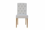 The Chair Collection Fabric Button Back Chair with Scroll - Natural (Pair)