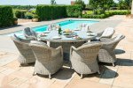 Maze Oxford 8 Seat Round Fire Pit Dining Set With Heritage Chairs