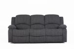 Boston Reclining 3 Seater Sofa - Black