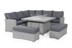 Maze Ascot Deluxe Corner Dining Set - With Fire Pit & Weatherproof Cushions