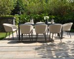 Maze - Outdoor Ambition 8 Seat Rectangle Dining Set With Fire Pit - Oatmeal