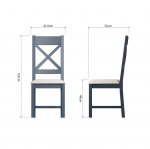 Pair of HO Painted Dining Cross Back Dining Chair Natural Check - Blue