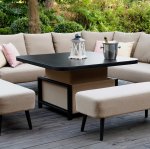 Maze - Outdoor Ambition Square Corner Sofa Dining Set With Rising Table - Taupe