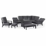 Maze Aluminium Manhattan Reclining Corner Dining Set with Rising Table and Armchair