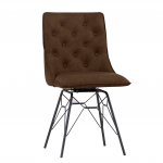 The Chair Collection Studded Back Chair with Ornate Legs - Brown (Pair)