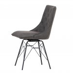 The Chair Collection Studded Back Chair with Ornate Legs - Grey (Pair)