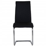 The Chair Collection Diamond Stitch Dining Chair, Chrome Legs - Black (Pair)