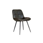 The Chair Collection Leather & Iron Chair - Dark Grey (Pair)