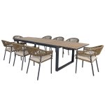 Maze Rope Bali 8 Seat Rectangular Extending Dining Set