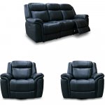 The Royal - George Power Reclining 3+1+1 Sofa Set - Genuine Leather - Grey