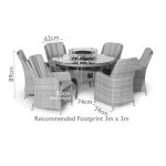 Maze Oxford 6 Seat Round Fire Pit Dining Set With Venice Chairs