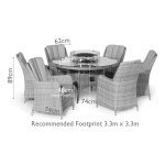 Maze Winchester 6 Seat Round Fire Pit Dining Set With Venice Chairs