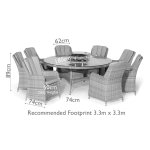 Maze Winchester 8 Seat Round Fire Pit Dining Set With Venice Chairs