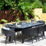 Maze - Outdoor Ambition 8 Seat Rectangle Dining Set With Fire Pit - Charcoal