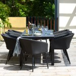 Maze - Outdoor Ambition 8 Seat Rectangle Dining Set With Fire Pit - Charcoal