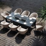 Maze - Outdoor Ambition 8 Seat Rectangle Dining Set With Fire Pit - Taupe