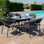 Maze - Outdoor Pebble 6 Seat Oval Dining Set  - Charcoal