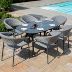 Maze - Outdoor Pebble 6 Seat Oval Dining Set  - Flanelle