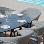 Maze - Outdoor Pebble 6 Seat Oval Dining Set  - Flanelle