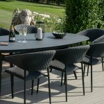 Maze - Outdoor Pebble 8 Seat Oval Dining Set  - Charcoal