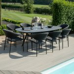 Maze - Outdoor Pebble 8 Seat Oval Dining Set  - Charcoal