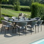 Maze - Outdoor Pebble 8 Seat Oval Dining Set  - Flanelle