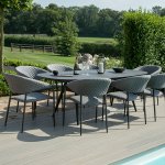 Maze - Outdoor Pebble 8 Seat Oval Dining Set  - Flanelle