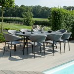 Maze - Outdoor Pebble 8 Seat Oval Dining Set  - Flanelle