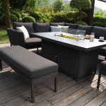 Maze - Outdoor Pulse Rectangle Corner Dining Set With Fire Pit - Charcoal