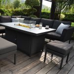 Maze - Outdoor Pulse Rectangle Corner Dining Set With Fire Pit - Charcoal