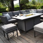 Maze - Outdoor Pulse Left Handed Rectangle Corner Dining Set With Fire Pit - Flanelle