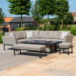 Maze - Outdoor Pulse Rectangle Corner Dining Set With Rising Table - Taupe