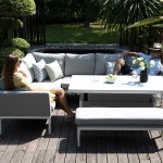 Maze - Outdoor Pulse Rectangle Corner Dining Set With Rising Table - Lead Chine