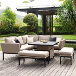 Maze - Outdoor Pulse Square Corner Dining Set With Rising Table -  Taupe