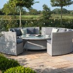 Maze Ascot Round Sofa Dining Set with Rising Table & Weatherproof Cushions