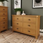 Ranby Oak Bedroom 6 Drawer Chest