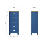 Ranby Blue Bedroom 5 Drawer Narrow Chest