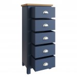 Ranby Blue Bedroom 5 Drawer Narrow Chest