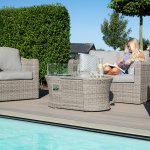 Maze Oxford 2 Seat Sofa Set with Fire Pit Coffee Table