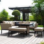 Maze - Outdoor Pulse Square Corner Dining Set With Fire Pit -  Taupe