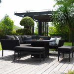 Maze - Outdoor Pulse Square Corner Dining Set With Fire Pit -  Charcoal