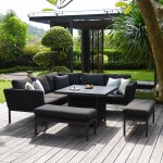 Maze - Outdoor Pulse Square Corner Dining Set With Fire Pit -  Charcoal