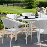 Maze - Outdoor Pebble 8 Seat Oval Dining Set  - Lead Chine