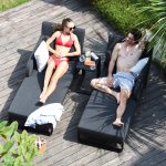 Maze - Outdoor Fabric Unity Double Sunlounger - Charcoal