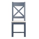 Pair of HO Painted Dining Cross Back Dining Chair Natural Check - Blue