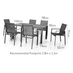 Maze Aluminium New York 6 Seat Rectangular Dining Set - Grey